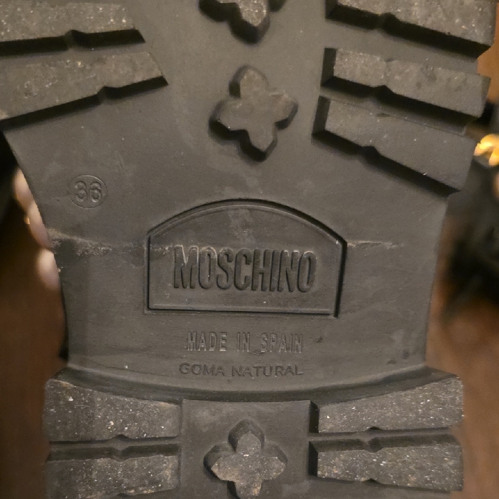 Moschino Black Leather Boots with Pearl Details - Picture 5 of 7